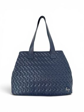 Lug Tempo VL Tote Bag Navy Quilted Vegan Leather Excellent Condition